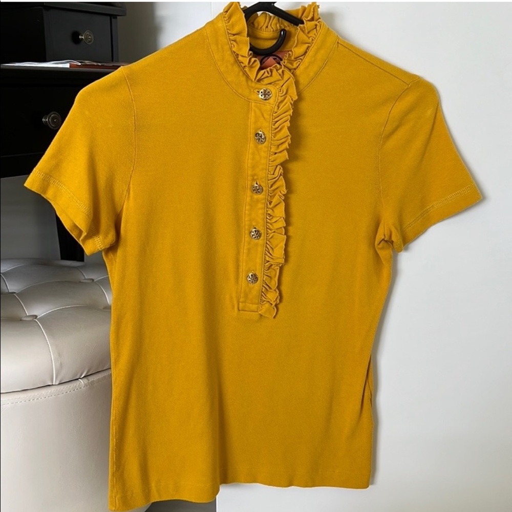 Tory Burch ruffle polo XS